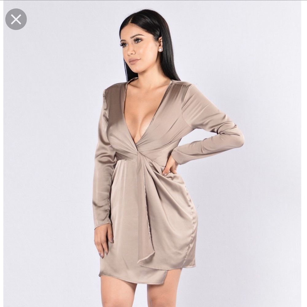 Taupe Satin Like Dress